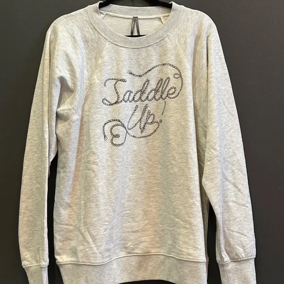 BY ANTHROPOLOGIE CREW-NECK GRAPHIC SWEATSHIRT | SADDLE UP | Western Boho | Large - Picture 2 of 4